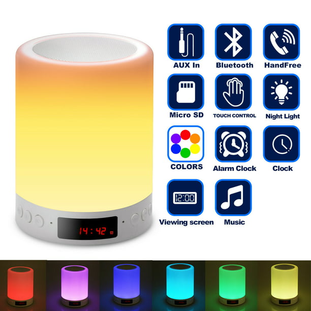 Smart Touch Lamp Wireless Bluetooth Stereo Speaker LED Colorful Night Desk Light 